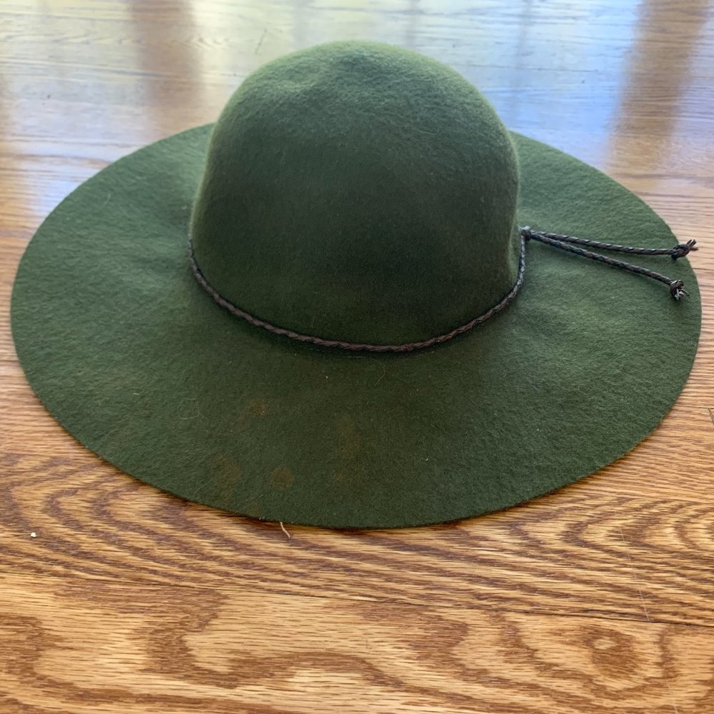 Adora Olive Green Floppy Wool Hat